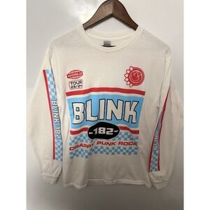 Blink 182 Shirt Mens Medium White World Tour 23/24 Long Sleeve Graphic Punk Tee